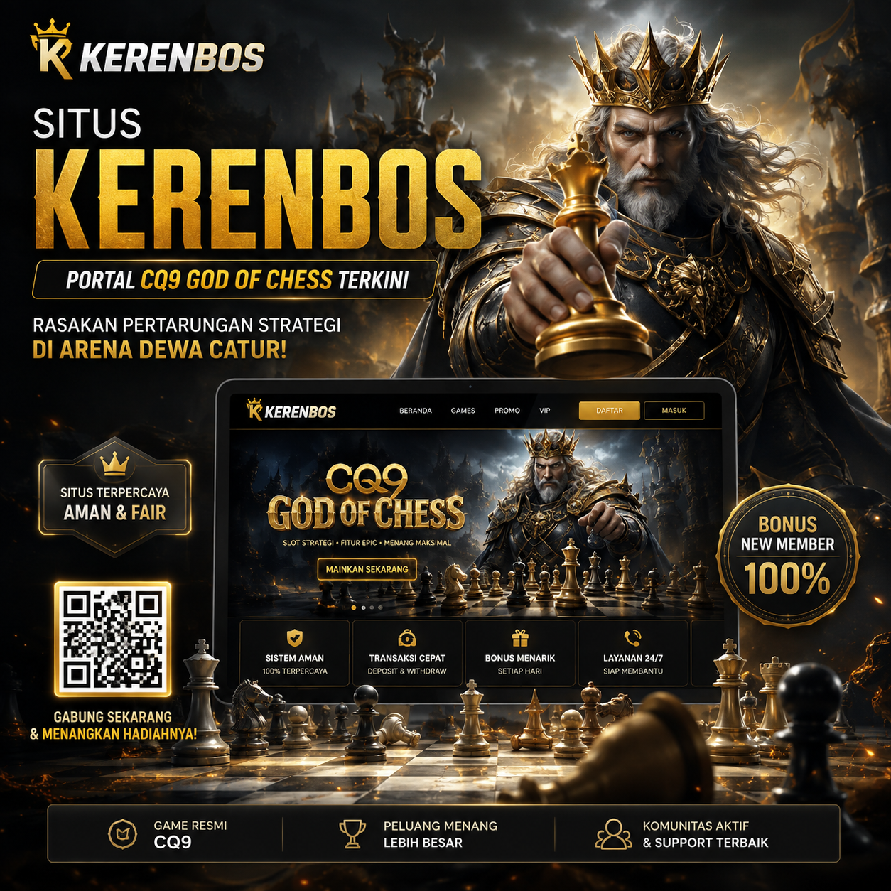 Thumbnail 1 of 3, Poster, Situs KERENBOS — Portal CQ9 God Of Chess Terkini designed and sold by KERENBOS.